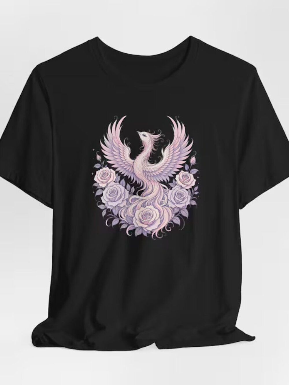 NWT Phoenix & Roses Graphic Black Short Sleeve T-Shirt Size Large